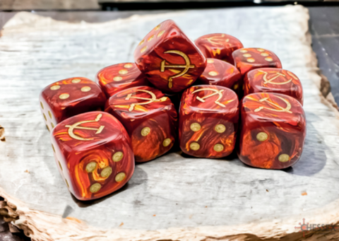 WW2 Soviet Union War Dice - 16mm (12) - Scarab Scarlet / Gold