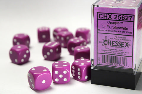 Dice Block Opaque - 16mm (12) - Light Purple / White - STUFFHUNTER