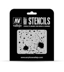 Vallejo Hobby Stencils: Splash & Stains 1/35 125x125mm - STUFFHUNTER