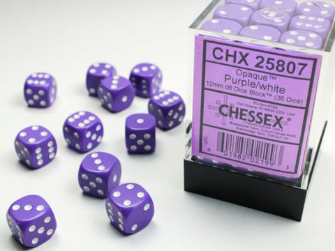 Dice Block - 12mm (36) - Purple / White - STUFFHUNTER