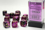 Dice Block Gemini - 16mm (12) - Black-Purple / Gold - STUFFHUNTER