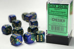 Dice Block Gemini - 16mm (12) - Blue-Green / Gold - STUFFHUNTER