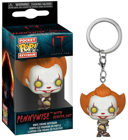 FUNKO POP! Pennywise IT 2 with Beaver Hat Pocket Keychain Schlüsselanhänger – NEU - STUFFHUNTER