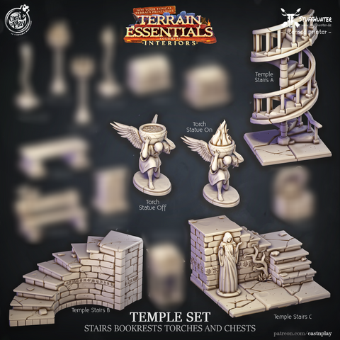 Tempel Set - Treppe Fackel Statue Bits - Terrain Essentials Interiors - STUFFHUNTER